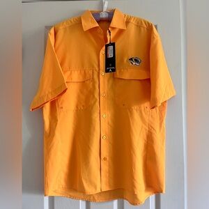 NWT Antigua Yellow Mizzou Short Sleeve Button-Up Shirt Men Size Medium